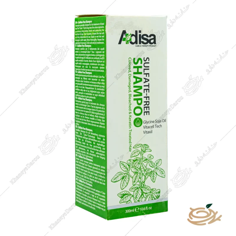 شامپو بدون سولفات آدیسا مخصوص موهای رنگ شده ، آسیب دیده، دکلره و کراتین شده 3 بسته بندی شامپو بدون سولفات آدیسا مخصوص موهای رنگ شده
