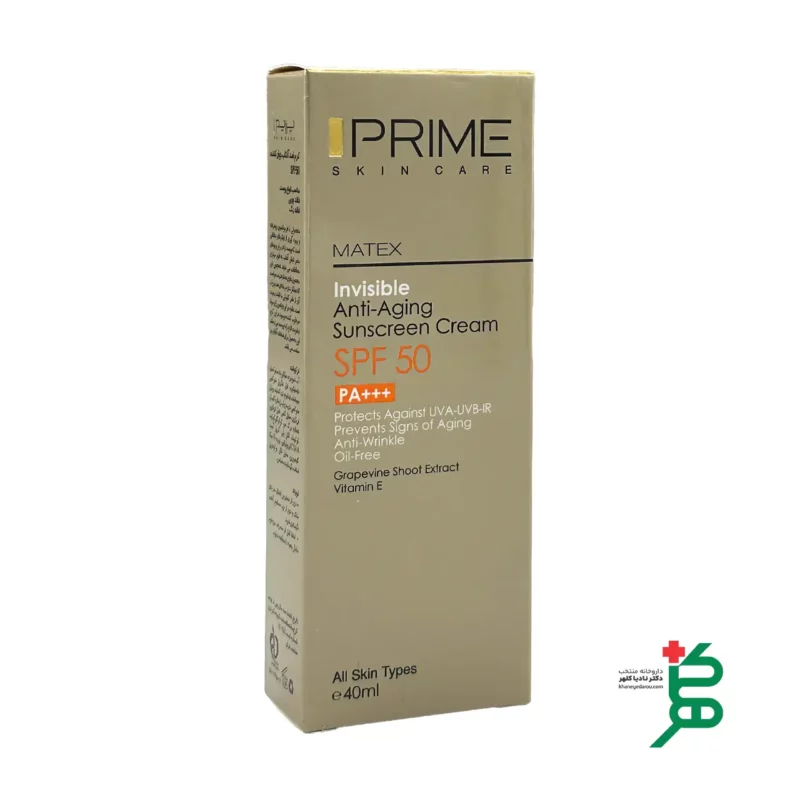 تصویر بسته بندی کرم ضد آفتاب جوان کننده پریم بی رنگ