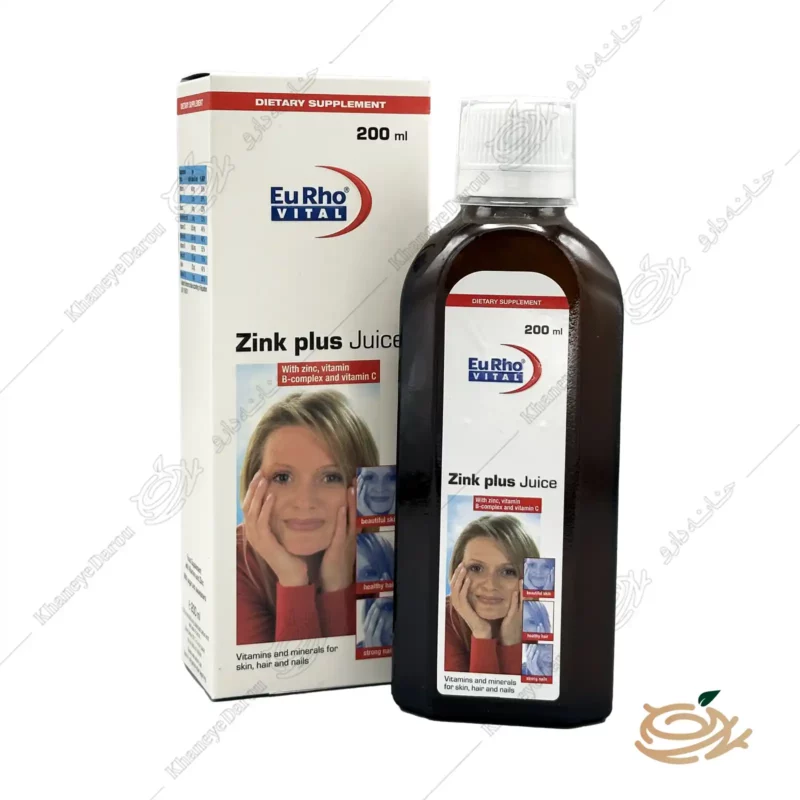 تصویر شربت زینک پلاس یوروویتال 200 میلی‌لیتر مناسب برای تقویت سیستم ایمنی و سلامت پوست، مو و ناخن
