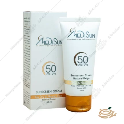 تصویر کرم ضد آفتاب رنگی مدیسان SPF50 پوست خشک و معمولی