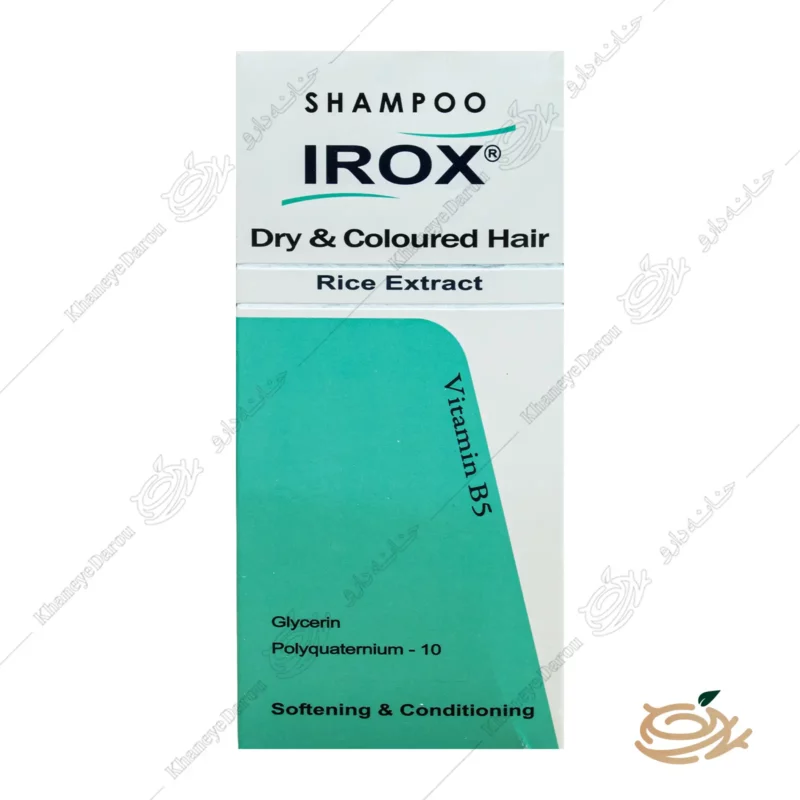 بسته بندی شامپو سبوس برنج ایروکس مناسب برای موهای خشک و رنگ شده