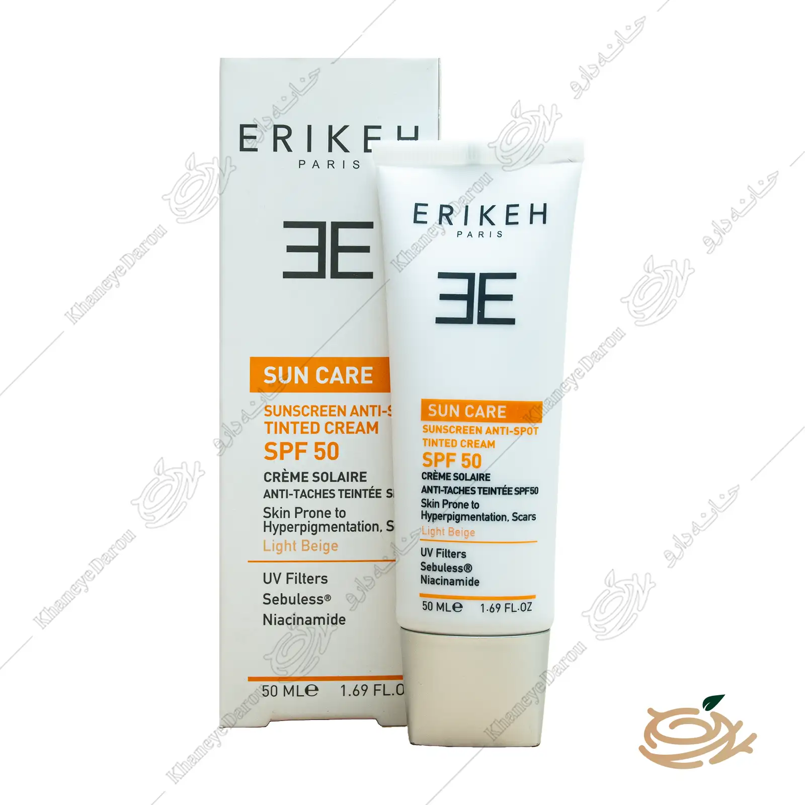erikeh-anti-spot-sunscreen-spf-50-light-beige تصویر کرم ضد آفتاب ضد لک اریکه SPF50 بژ روشن