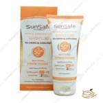 تصویر فلوئید ضد آفتاب سان سیف بی رنگ SPF50+ پوست حساس