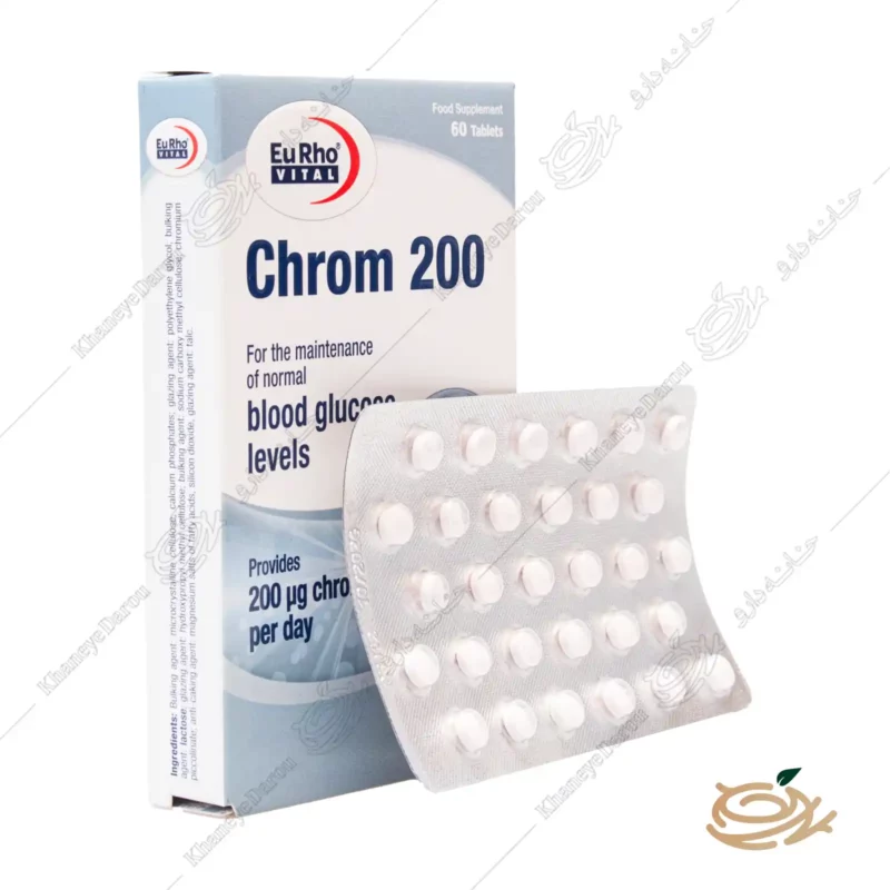 قرص کروم 200 یوروویتال 1 قرص کروم 200 میکروگرمی یورو ویتال بسته 60 عددی