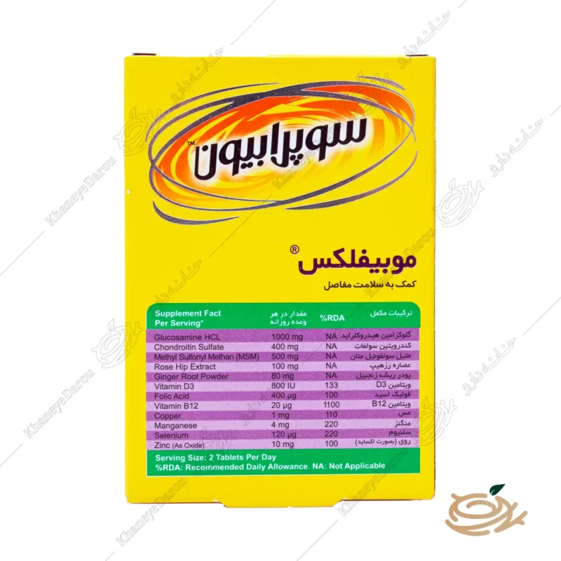 ترکیبات قرص موبیفلکس سوپرابیون