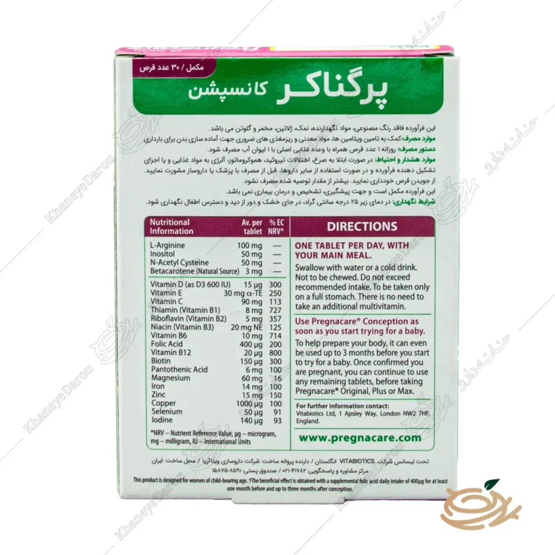 ترکیبات قرص پرگناکر کانسپشن